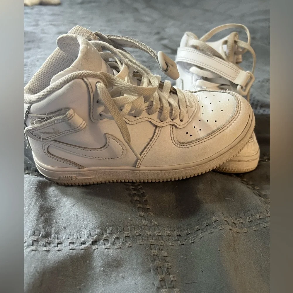 Nike Air Force 1 Mid PS Kid's White Leather Shoes